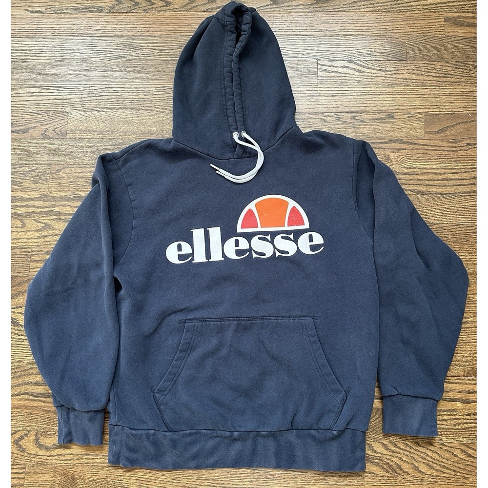 Ellesse Mens SL Gottero OH Hoodie Navy Blue Logo Pullover SHC07407 Large